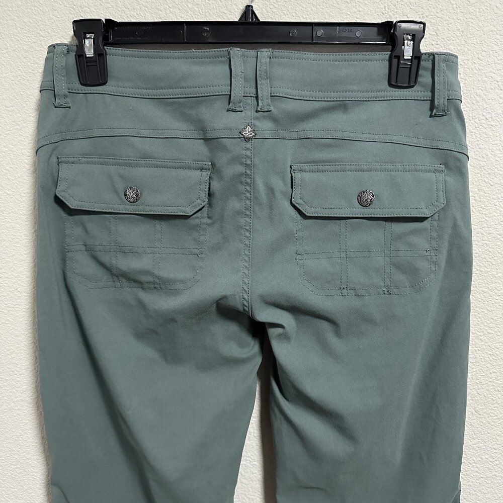 PrAna Halle Straight Smoky Blue Hiking Climbing Pants Stretch Roll-up Legs Sz 10 - Picture 3 of 13